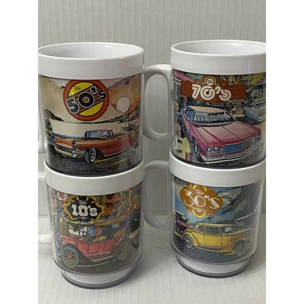 Chevrolet Vtg Cars Thermo Serv‎ Mugs 1910s/20s  30s/40s 50/60s  70s/80s Set of 4